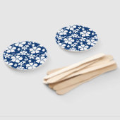 ハワイアンフラ（ハイビスカス）ネイビー ハンドファン (組立なし)