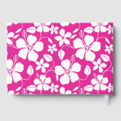 ハワイアンフラ（ハイビスカス）パターンのホットピンク ゲストブック (裏面)