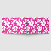 ハワイアンフラ（ハイビスカス）パターンのホットピンク ゲストブック (全面)