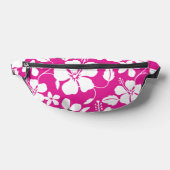 ハワイアンフラ（ハイビスカス）パターンのホットピンク ファニーパック (レイダウン)