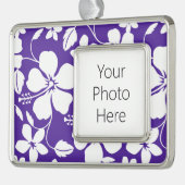 ハワイアンフラ（ハイビスカス）パープル シルバープレートフレームオーナメント (左)