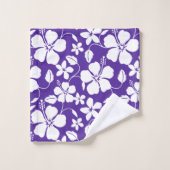 ハワイアンフラ（ハイビスカス）パープル バスタオルセット (ウォッシュタオル)