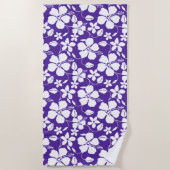 ハワイアンフラ（ハイビスカス）パープル ビーチタオル (正面)