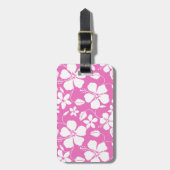 ハワイアンフラ（ハイビスカス）ピンクの荷物タグ ラゲッジタグ (正面縦)