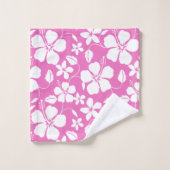 ハワイアンフラ（ハイビスカス）ピンクバスタオルセット バスタオルセット (ウォッシュタオル)