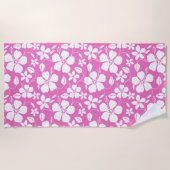 ハワイアンフラ（ハイビスカス）ピンク ビーチタオル (正面)