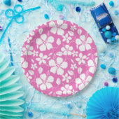 ハワイアンフラ（ハイビスカス）ピンク ペーパープレート (パーティー)