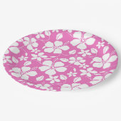 ハワイアンフラ（ハイビスカス）ピンク ペーパープレート (アングル)