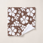 ハワイアンフラ(ハイビスカス)ブラウンバスタオルセット バスタオルセット (ウォッシュタオル)