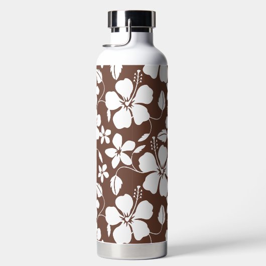 ハワイアンフラ（ハイビスカス）ブラウン ウォーターボトル (右面)