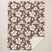 ハワイアンフラ（ハイビスカス）ブラウン シェルパブランケット (正面)