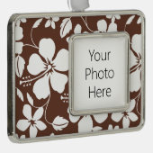 ハワイアンフラ（ハイビスカス）ブラウン シルバープレートフレームオーナメント (右)