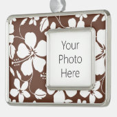 ハワイアンフラ（ハイビスカス）ブラウン シルバープレートフレームオーナメント (左)