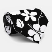 ハワイアンフラ(ハイビスカス)ブラック ネクタイ (ロール)