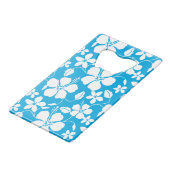 ハワイアンフラ（ハイビスカス）ブルー クレジットカード栓抜き (裏面アングル)