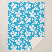 ハワイアンフラ（ハイビスカス）ブルー シェルパブランケット (正面)