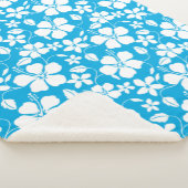 ハワイアンフラ（ハイビスカス）ブルー シェルパブランケット (3/4)