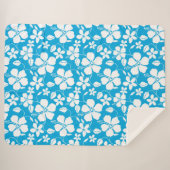 ハワイアンフラ（ハイビスカス）ブルー シェルパブランケット (正面(横))