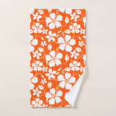 ハワイアンフラ（ハイビスカス）ライトオレンジ バスタオルセット (ハンドタオル)