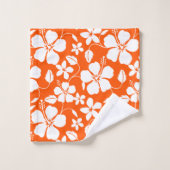 ハワイアンフラ（ハイビスカス）ライトオレンジ バスタオルセット (ウォッシュタオル)