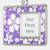 ハワイアンフラ（ハイビスカス）ライトパープル シルバープレートフレームオーナメント (左)