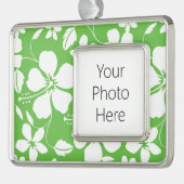 ハワイアンフラ（ハイビスカス）ライム シルバープレートフレームオーナメント (左)