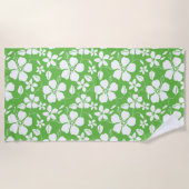 ハワイアンフラ（ハイビスカス）ライム ビーチタオル (正面)