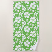 ハワイアンフラ（ハイビスカス）ライム ビーチタオル (正面)