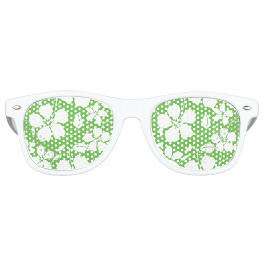 ハワイアンフラ（ハイビスカス）ライム レトロサングラス (正面)