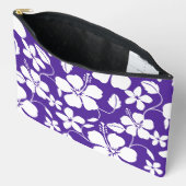 ハワイアンフラ（ハイビスカス）模様（紫） アクセサリーポーチ (見開き)