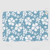 ハワイアンフラ（ハイビスカス）石板ブルー ゴルフタオル (横)