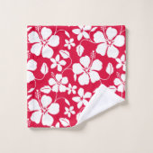 ハワイアンフラ（ハイビスカス）赤バスタオルセット バスタオルセット (ウォッシュタオル)