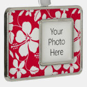 ハワイアンフラ（ハイビスカス）赤 シルバープレートフレームオーナメント (右)