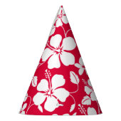 ハワイアンフラ（ハイビスカス）赤 パーティーハット (左)