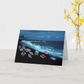 ハワイアンフリップフロップビーチパーティー カード (黄色い花)