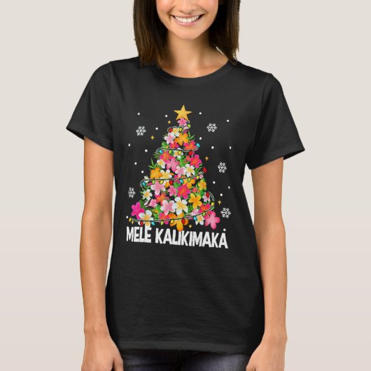 ハワイアンフローラクリスマスツリーメレカリキマカトロ Tシャツ (正面)