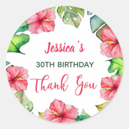 ハワイアンフローラサンキューユー誕生日 ラウンドシール