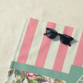 ハワイアンフローラストライプと | モノグラム ビーチタオル (インサイチュ)