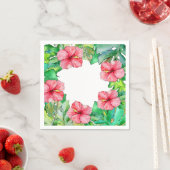 ハワイアンフローラピンクハイビスカス熱帯葉 スタンダードカクテルナプキン (インサイチュ)