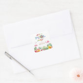 ハワイアンフローラフルーツバーズプール誕生日 スクエアシール (封筒)