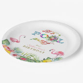 ハワイアンフローラフルーツバーズプール誕生日 ペーパープレート (アングル)