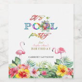 ハワイアンフローラフルーツバーズプール誕生日 ワインラベル (シングルラベル)