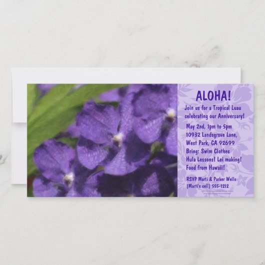 ハワイアンフローラルアウ（ハワイ式宴会）招待状 (正面)