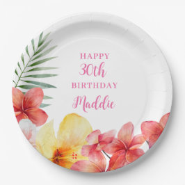 ハワイアンフローラル 誕生日  ペーパープレート