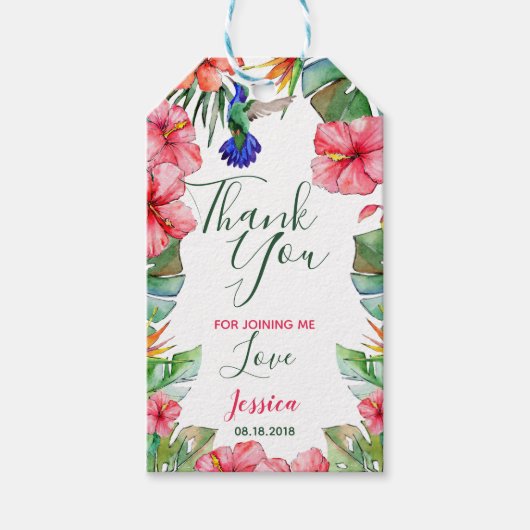 ハワイアンフローラ水の色ありがとう ギフトタグ (正面)