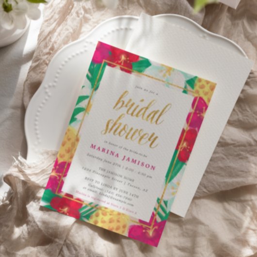 ハワイアンフローラ熱帯ブライダルシャワー招待状 招待状