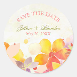 ハワイアンフローラ結婚式の日付の保存 ラウンドシール