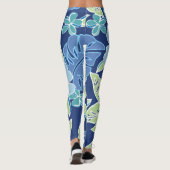 ハワイアンブルーの熱帯の葉 レギンス (裏面)