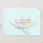 ハワイアンブーケありがとう空白のご注意カード 招待状 (裏面)