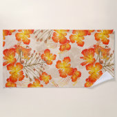 ハワイアンプリントオハイアリイv2パターン ビーチタオル (正面)